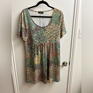 R&B Fun Multicolor Paisley Tunic Dress stretchy comfy 1X can be worn w leggings